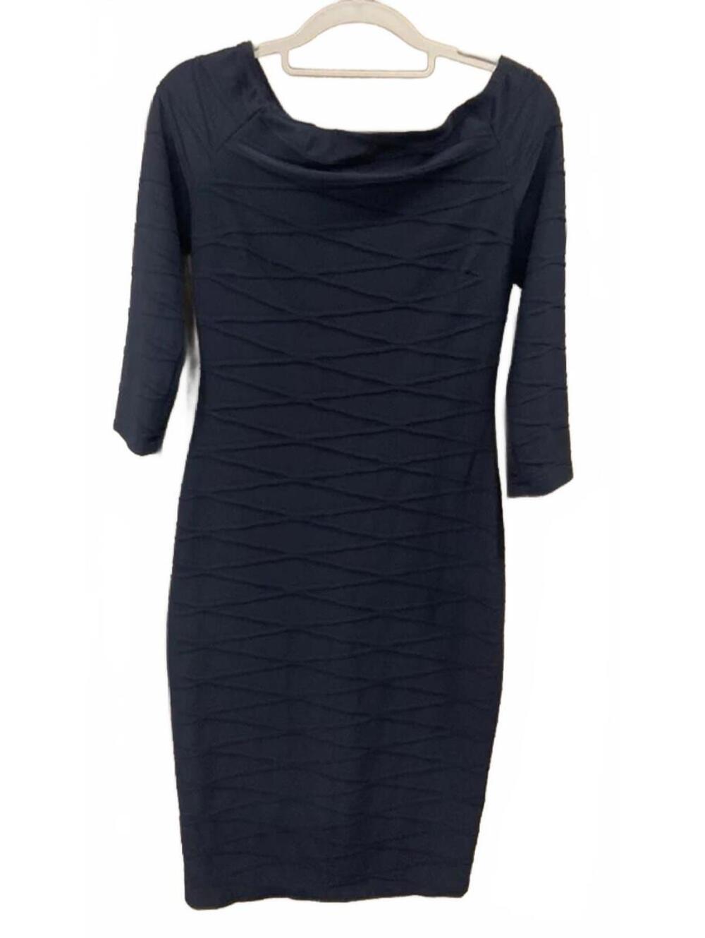 Rebecca B. Womens Blue ZIP Up Long Sleeve Off Shoulder Dress Size 8